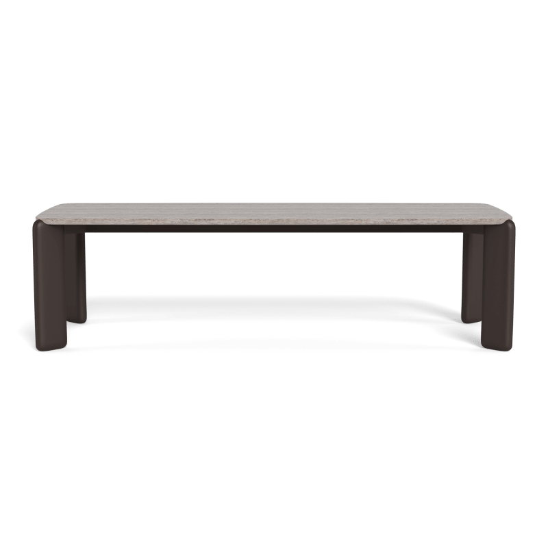Chloe Aluminum Rectangle Dining Table | Aluminum Bronze, Travertine Grey,