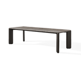 Chloe Aluminum Rectangle Dining Table | Aluminum Bronze, Travertine Dark Grey,