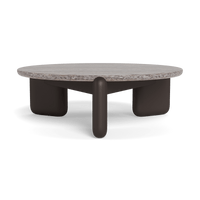 Chloe Aluminum Round Coffee Table | Aluminum Bronze, Travertine Grey,