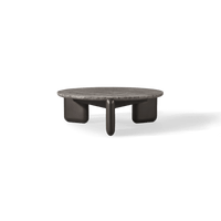 Chloe Aluminum Round Coffee Table | Aluminum Bronze, Travertine Dark Grey,