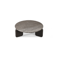 Chloe Aluminum Round Coffee Table | Aluminum Bronze, Travertine Dark Grey,
