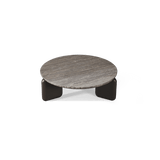 Chloe Aluminum Round Coffee Table | Aluminum Bronze, Travertine Dark Grey,