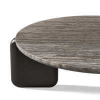 Chloe Aluminum Round Coffee Table | Aluminum Bronze, Travertine Dark Grey,