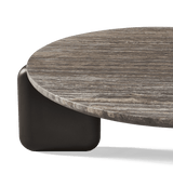 Chloe Aluminum Round Coffee Table | Aluminum Bronze, Travertine Dark Grey,