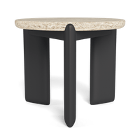Chloe Aluminum Round Side Table | Aluminum Asteroid, Travertine Grey,