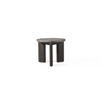 Chloe Aluminum Round Side Table | Aluminum Bronze, Travertine Dark Grey,