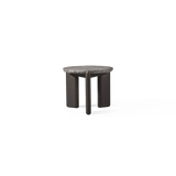 Chloe Aluminum Round Side Table | Aluminum Bronze, Travertine Dark Grey,