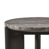 Chloe Aluminum Round Side Table | Aluminum Bronze, Travertine Dark Grey,