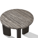 Chloe Aluminum Round Side Table | Aluminum Bronze, Travertine Dark Grey,