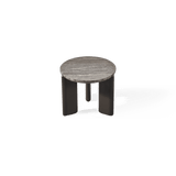 Chloe Aluminum Round Side Table | Aluminum Bronze, Travertine Dark Grey,