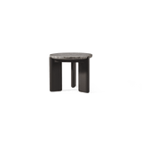 Chloe Aluminum Round Side Table | Aluminum Bronze, Travertine Dark Grey,