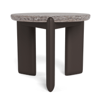 Chloe Aluminum Round Side Table | Aluminum Bronze, Travertine Grey,