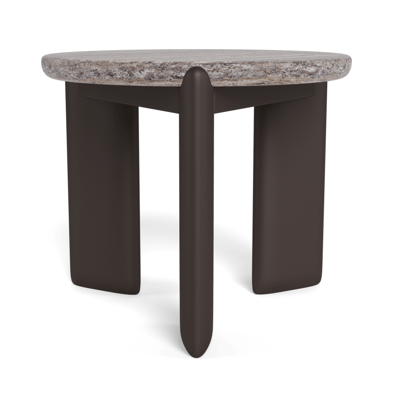 Chloe Aluminum Round Side Table | Aluminum Bronze, Travertine Grey,