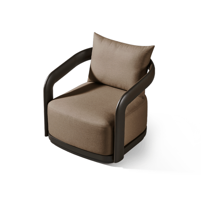 Chloe Aluminum Swivel Lounge Chair | Aluminum Bronze, Panama Coco,
