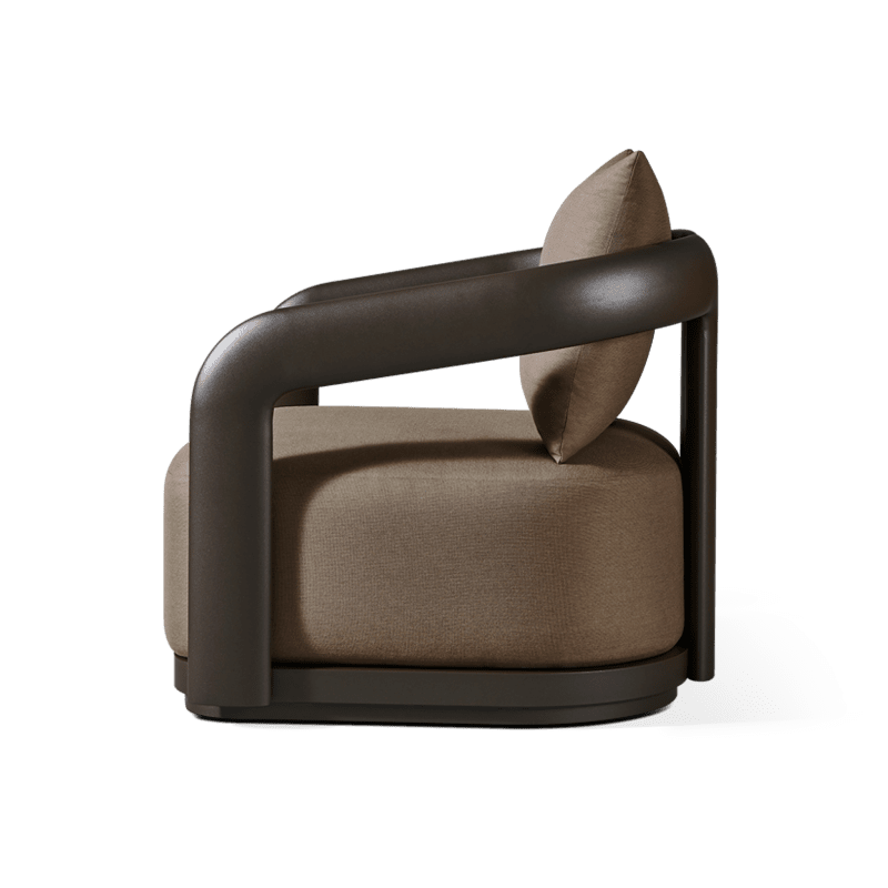 Chloe Aluminum Swivel Lounge Chair | Aluminum Bronze, Panama Coco,