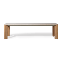Chloe Rectangle Dining Table | Teak Natural, Travertine Cream,