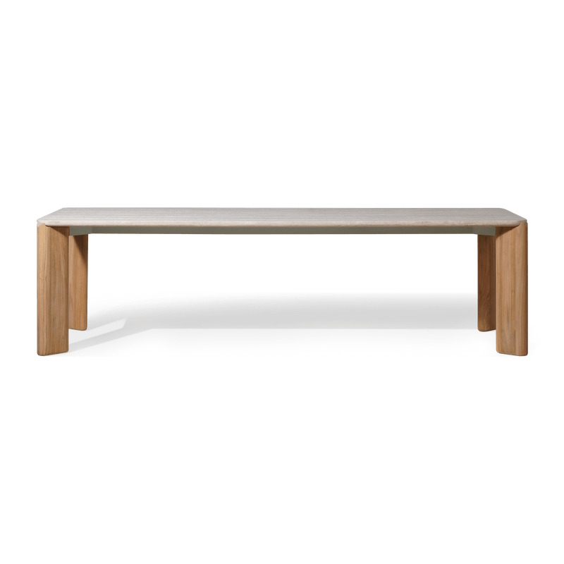 Chloe Rectangle Dining Table | Teak Natural, Travertine Cream,