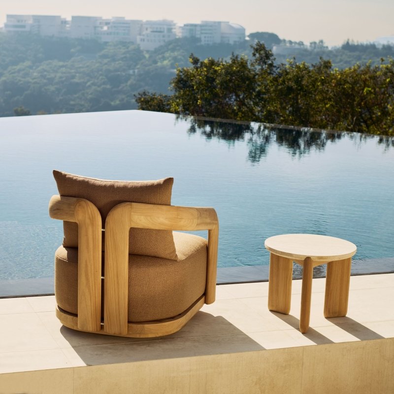 Chloe Teak Swivel Lounge Chair | Teak Natural, Panama Blanco,