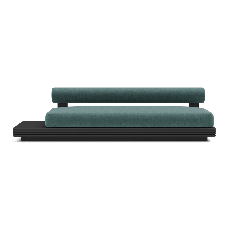 Collins Aluminum 3 Seat Armless Sofa + Table Left