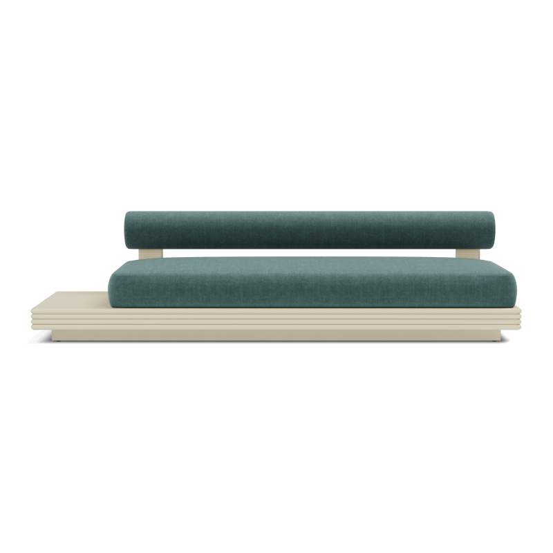 Collins Aluminum 3 Seat Armless Sofa + Table Left