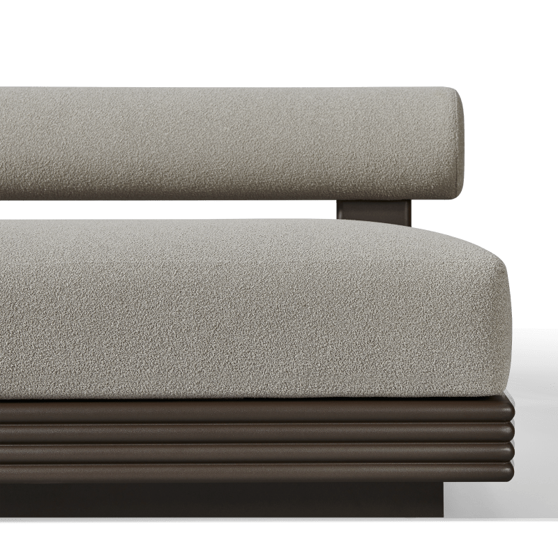 Collins Aluminum 3 Seat Armless Sofa + Table Left