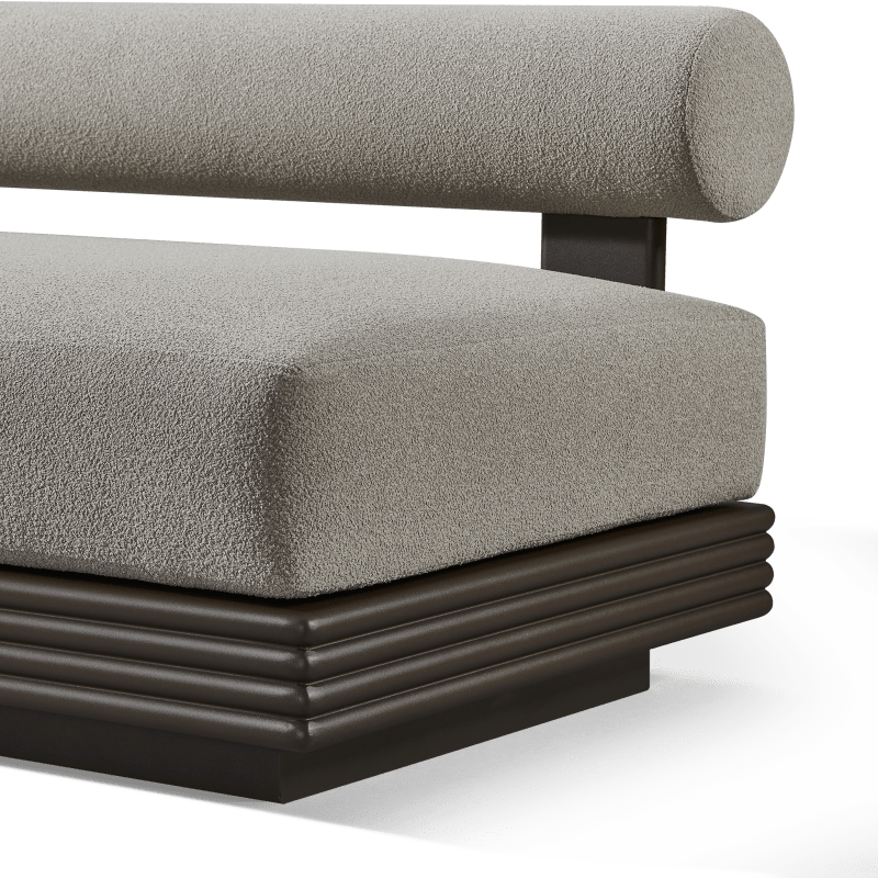 Collins Aluminum 3 Seat Armless Sofa + Table Left