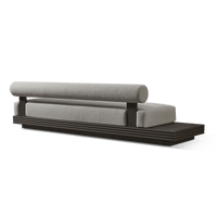Collins Aluminum 3 Seat Armless Sofa + Table Left