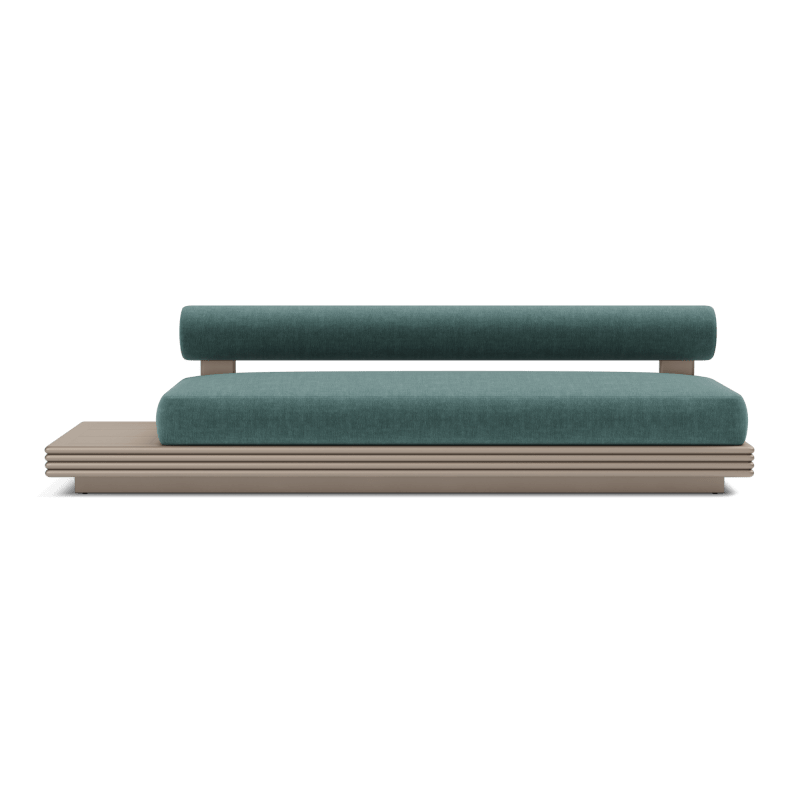 Collins Aluminum 3 Seat Armless Sofa + Table Left