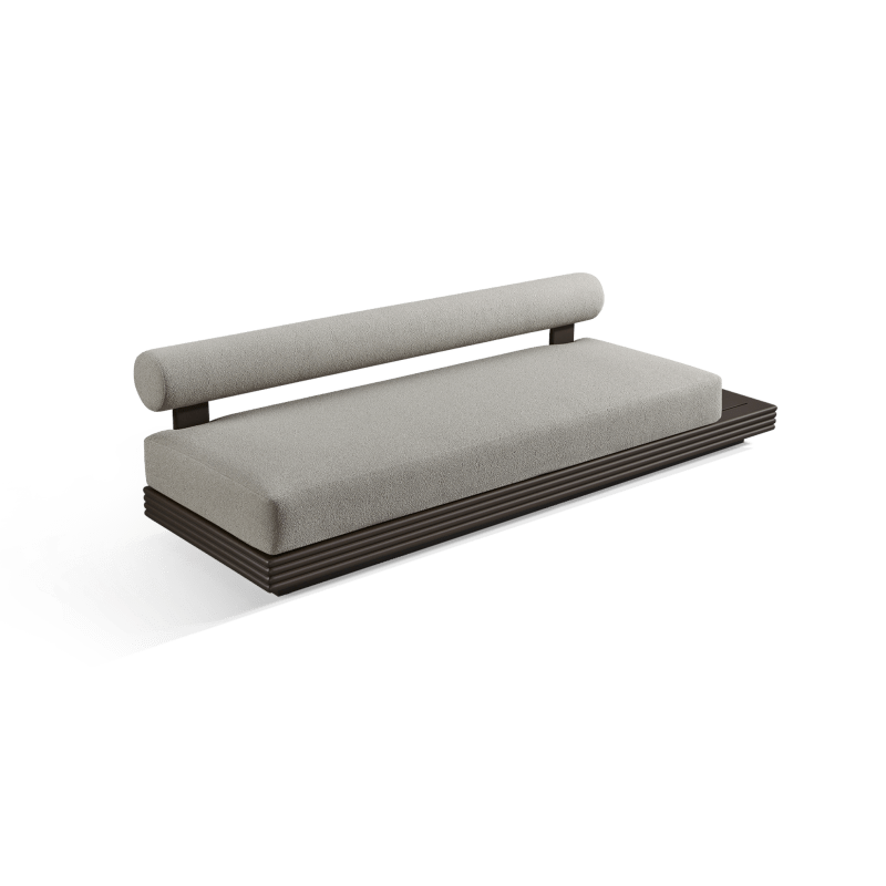 Collins Aluminum 3 Seat Armless Sofa + Table Right