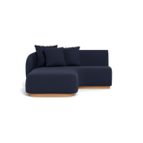 Como Curved Chaise Left | Sealed Teak Natural, Siesta Indigo,