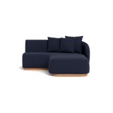 Como Curved Chaise Right | Sealed Teak Natural, Siesta Indigo,