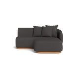 Como Curved Chaise Right | Sealed Teak Natural, Stirling Shadow,