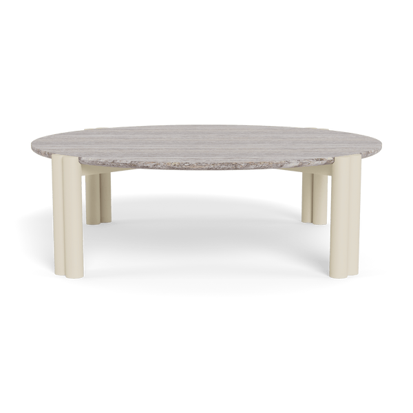 Cove Aluminum Round Coffee Table | Aluminum Bone, Travertine Dark Grey,