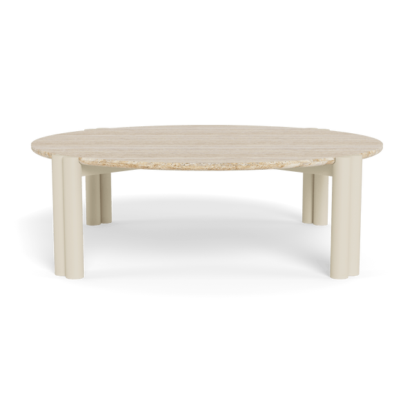 Cove Aluminum Round Coffee Table | Aluminum Bone, Travertine Natural,