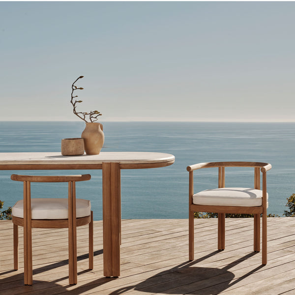 Cove Teak Armless Dining Chair | Teak Natural, Panama Blanco,
