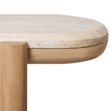 Cove Teak Console | Teak Natural, Travertine Cream,