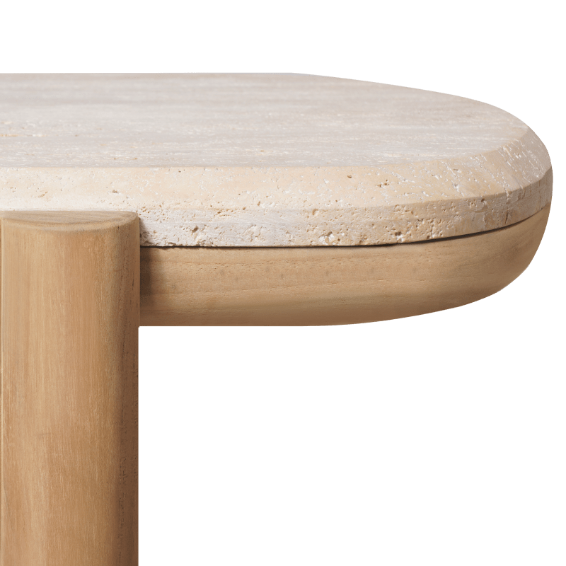 Cove Teak Console | Teak Natural, Travertine Cream,