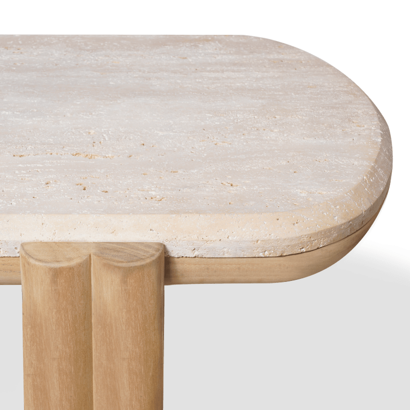 Cove Teak Console | Teak Natural, Travertine Cream,