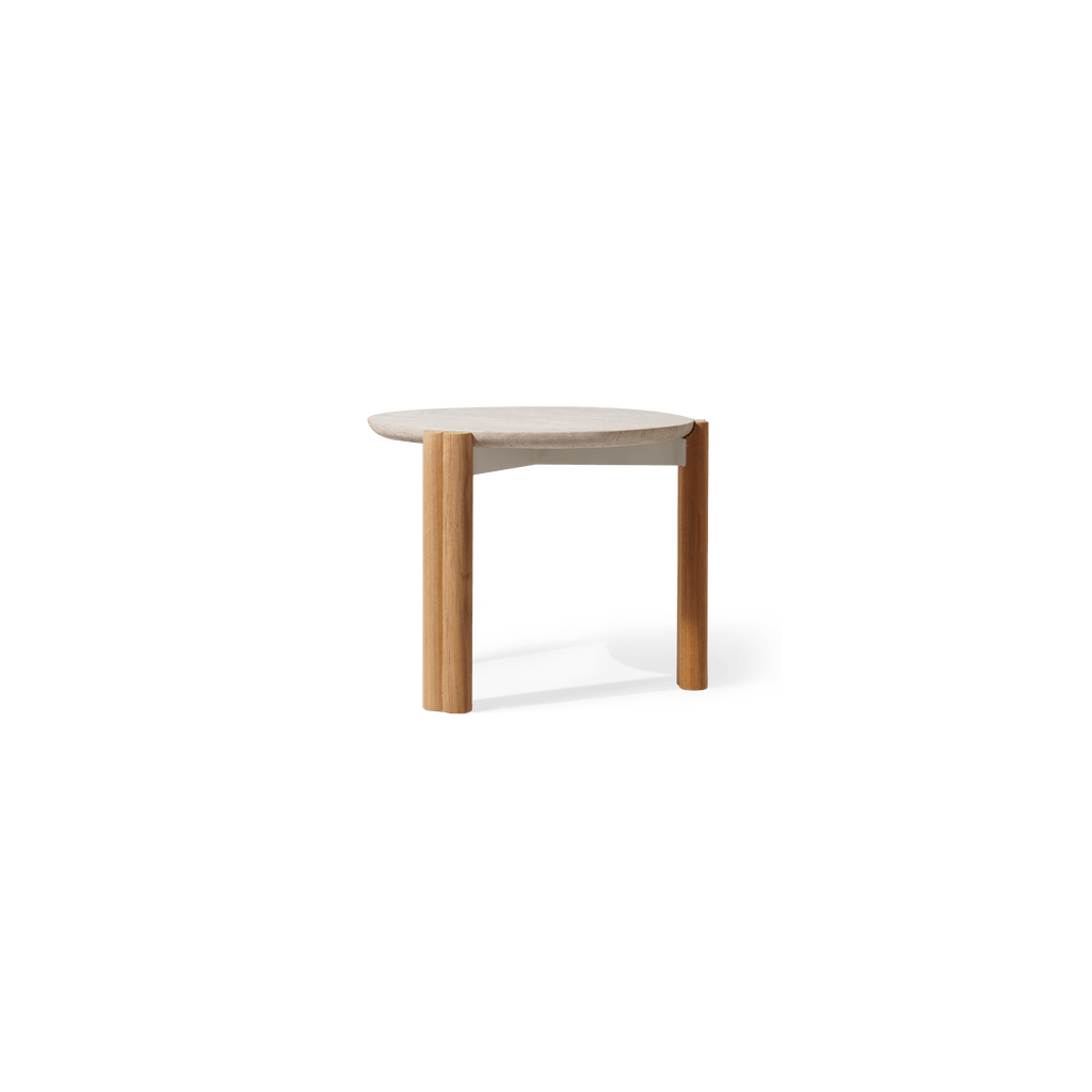 Cove Teak Round Side Table | Modern Sculptural Teak Outdoor Furniture ...