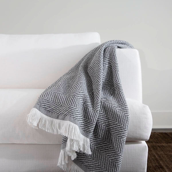 Herringbone Performance Throw | Pewter, ,