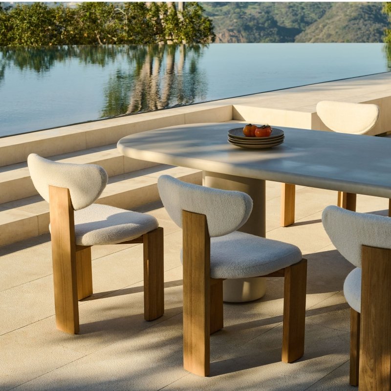 Lennon Upholstered Dining Chair | Teak Natural, Vela Pearl,