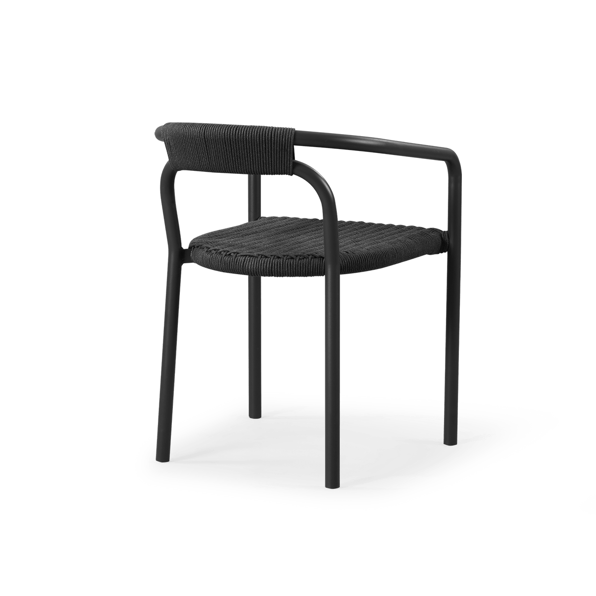 Leo Stacking Dining Chair | Aluminum Asteroid, Rope Dark Grey,