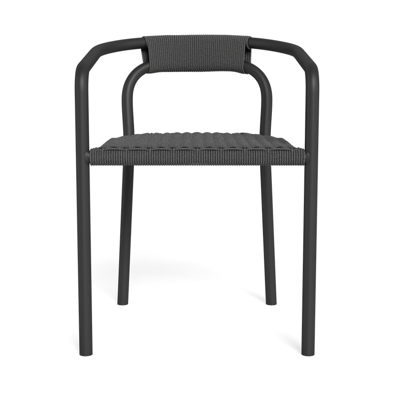 Leo Stacking Dining Chair | Aluminum Asteroid, Rope Dark Grey,