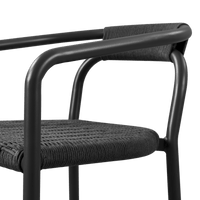 Leo Stacking Dining Chair | Aluminum Asteroid, Rope Dark Grey,