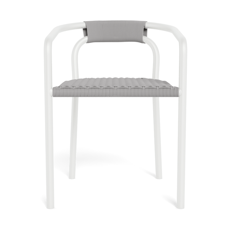 Leo Stacking Dining Chair | Aluminum White, Rope Light Grey,