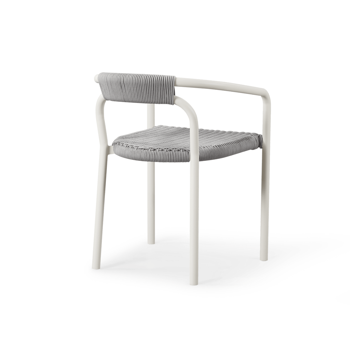 Leo Stacking Dining Chair | Aluminum White, Rope Light Grey,