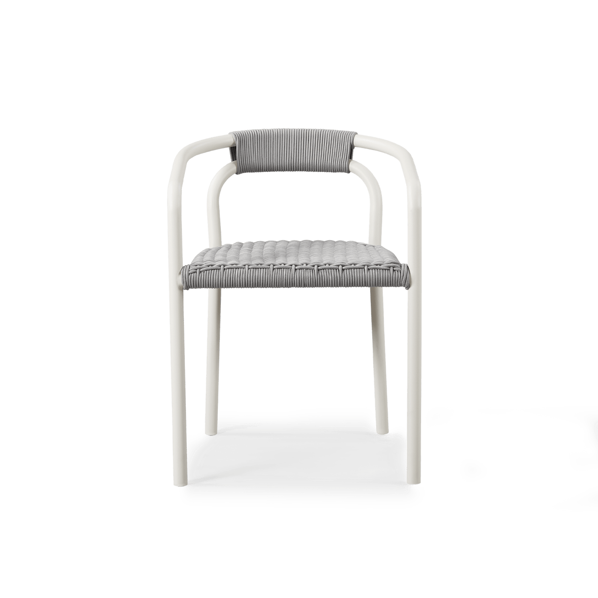 Leo Stacking Dining Chair | Aluminum White, Rope Light Grey,