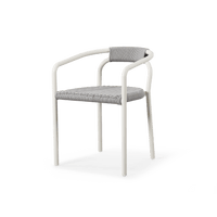 Leo Stacking Dining Chair | Aluminum White, Rope Light Grey,