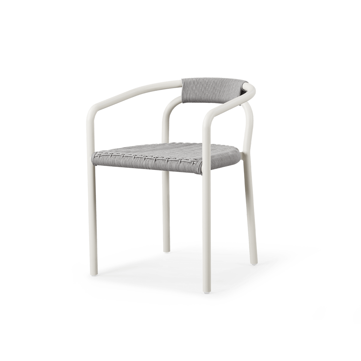 Leo Stacking Dining Chair | Aluminum White, Rope Light Grey,