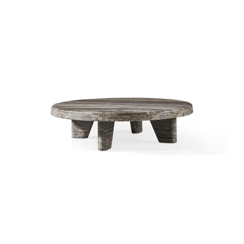Lucca Round Coffee Table 47" | Travertine Grey, ,